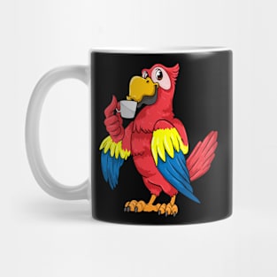 Beautiful parrot is drinking a cup coffee Mug